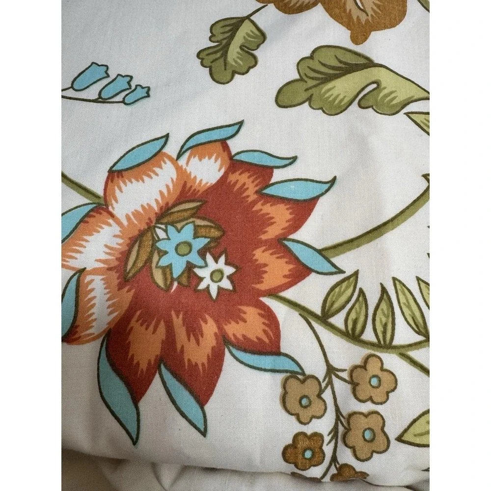 VTG Lady Pepperell FULL Flat Sheets 2 Tan Orange Flower Power Floral Boho Hippie